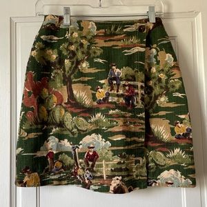 Match Patterned A-Line Wrap Mini Skirt | Vintage | 8